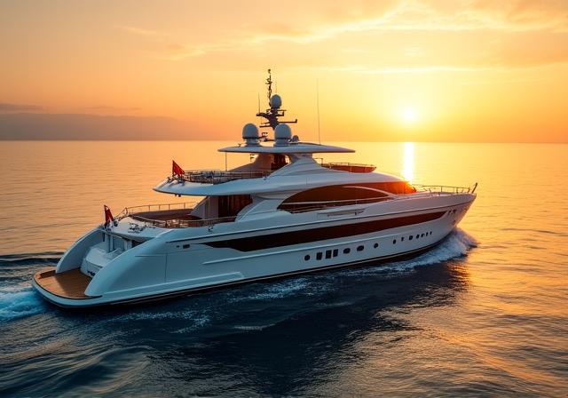Yacht di lusso al tramonto